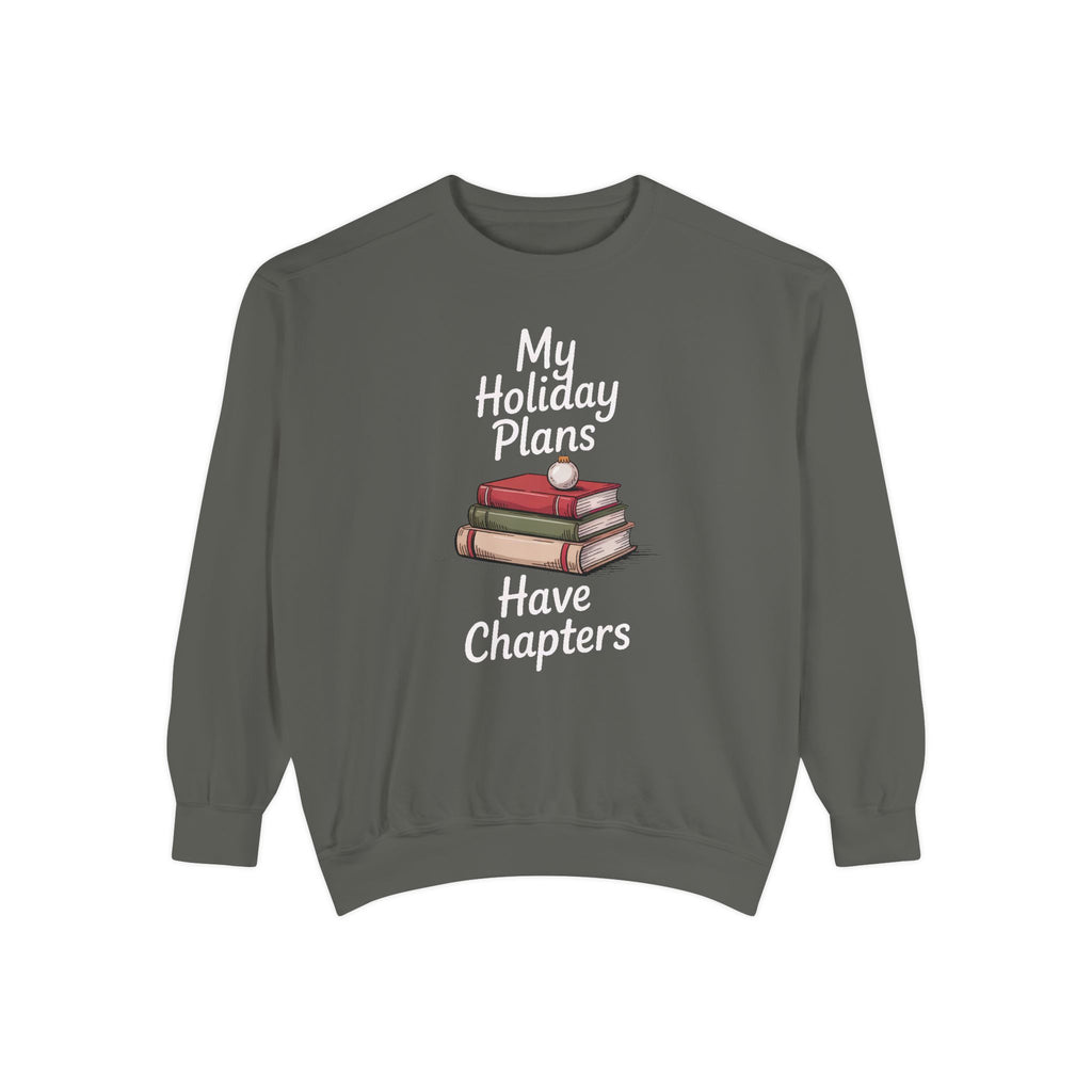 Bookish Christmas Sweatshirt, My Holiday Plans Have Chapters, Funny Book Lover Gift, Reader Christmas Crewneck, Bookworm Holiday Shirt, Boo…