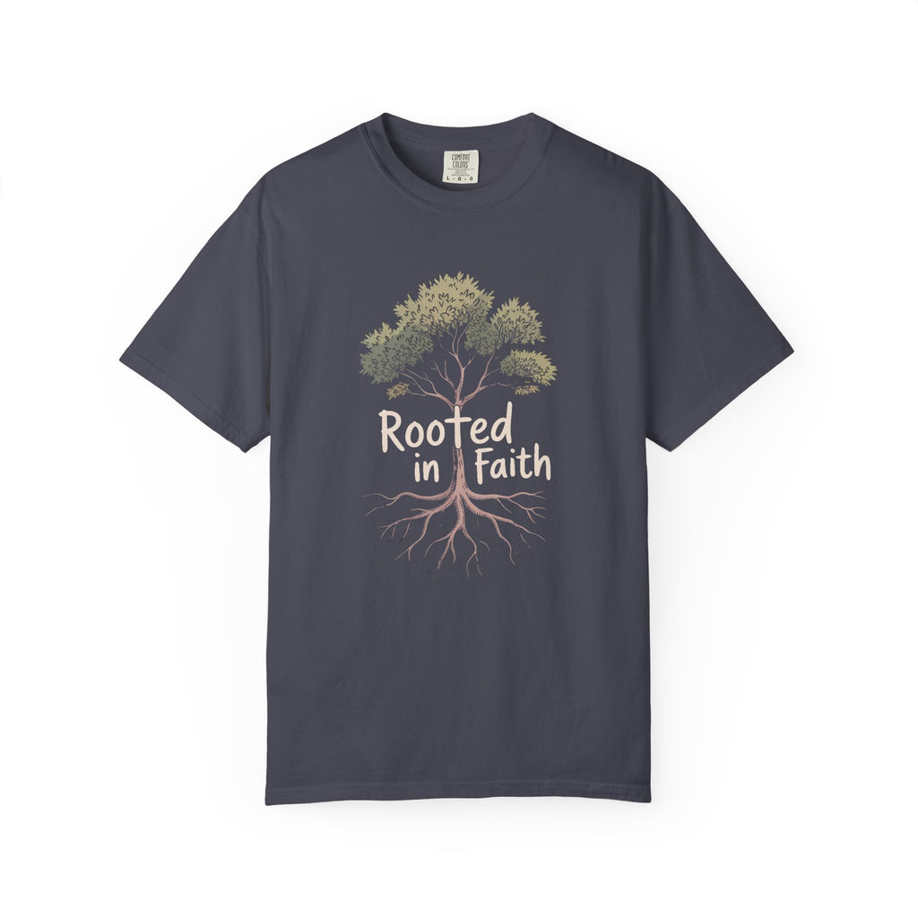 Rooted In Faith Shirt, Christian Minimalist T-Shirt, Faith Based Gift, Religious Tree Cross Tee, Inspirational Christian Shirt, Scripture G…