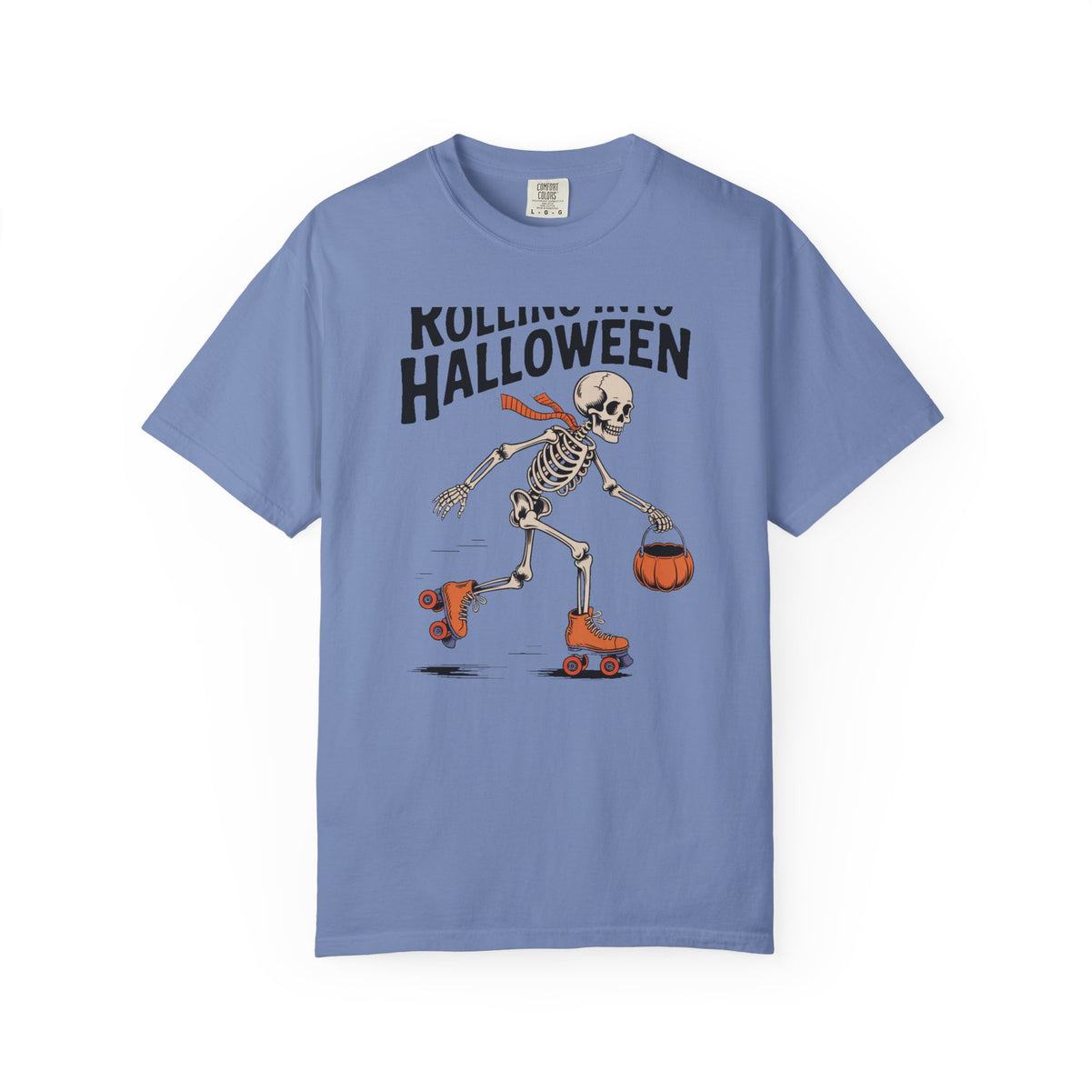 Rolling Into Halloween Skeleton Shirt, Retro Roller Skate Skeleton Tee, Funny Halloween T-Shirt, Vintage Spooky Season Gift