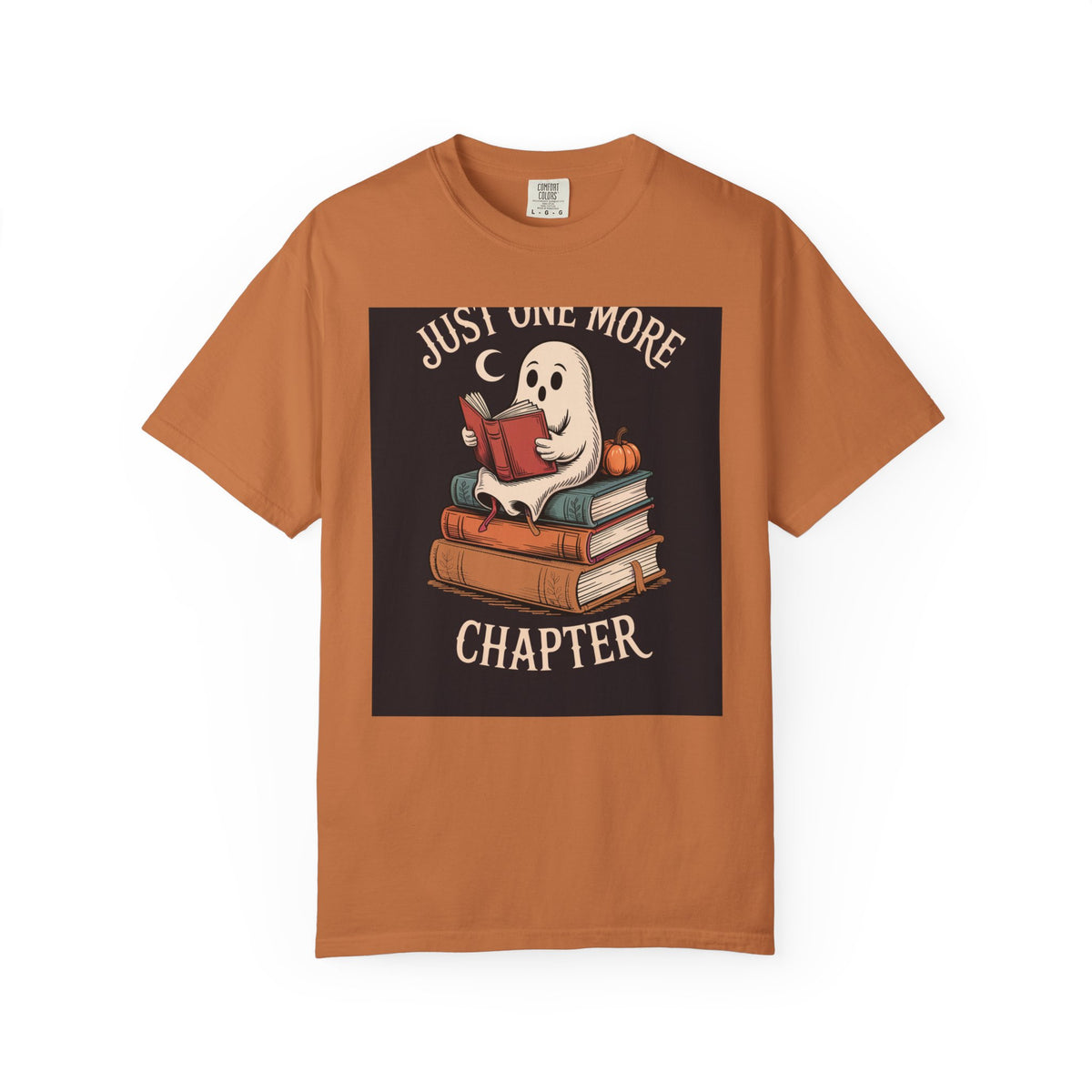Just One More Chapter Ghost Shirt, Halloween Reading Tee, Bookish Ghost T-Shirt, Cozy Spooky Season Gift for Book Lovers
