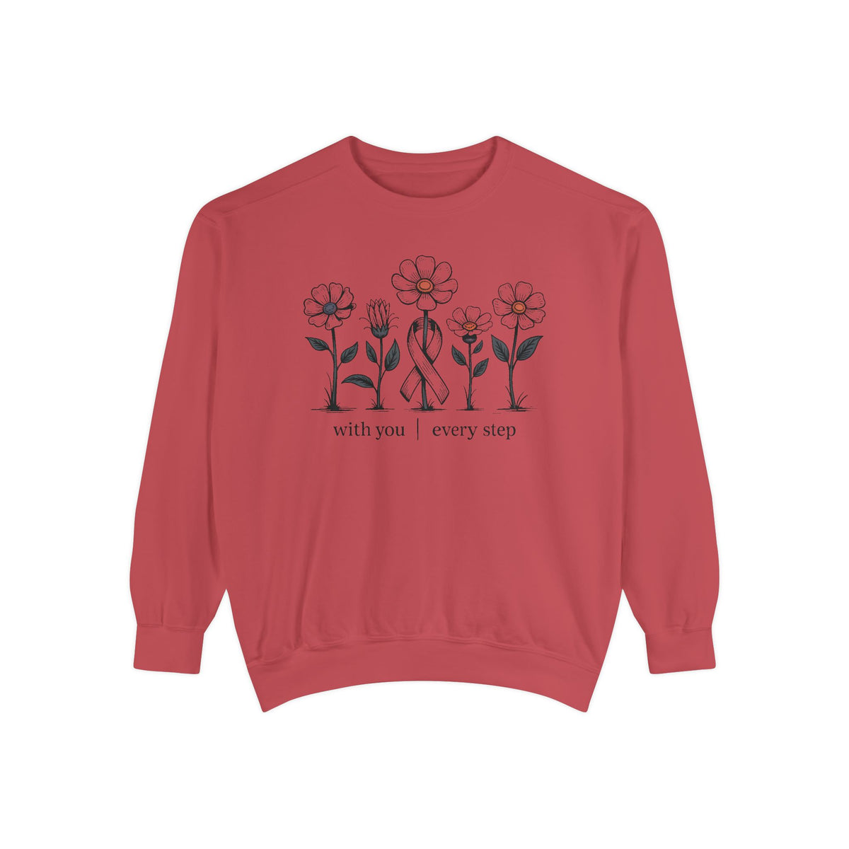 Breast Cancer Support Sweatshirt, With You Every Step Crewneck, Awareness Gift For Her, Breast Cancer Survivor Gift, Pink Ribbon Sweatshirt…