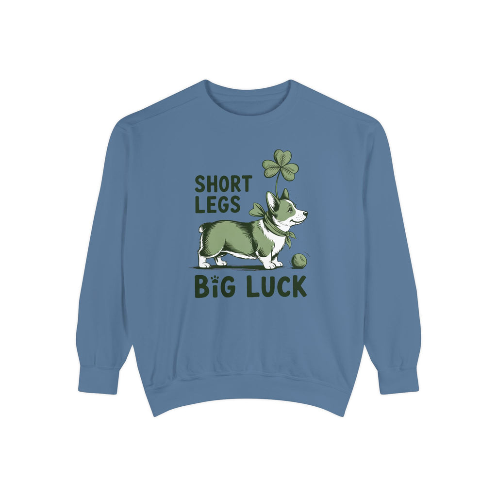 Corgi Owner Sweatshirt, St Patrick's Day Gift For Corgi Mom, Short Legs Big Luck Crewneck, Funny Corgi Lover Tee, Lucky Dog Owner Sweatshirt