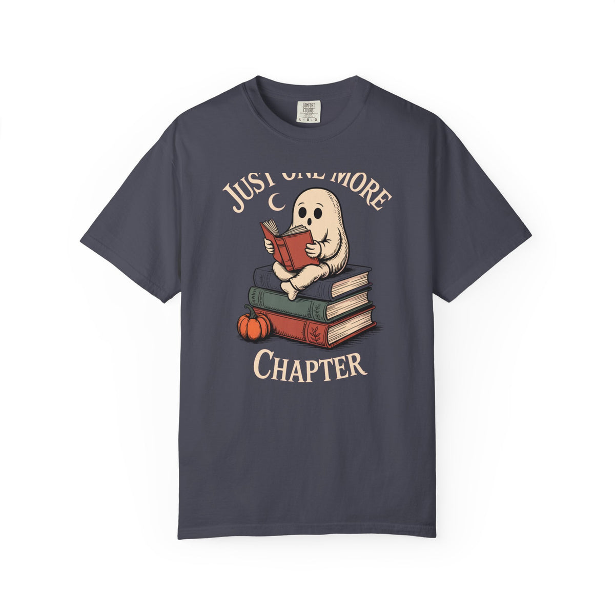 Just One More Chapter Ghost Shirt, Halloween Reading Tee, Bookworm Ghost T-Shirt, Cozy Spooky Season Gift for Book Lovers