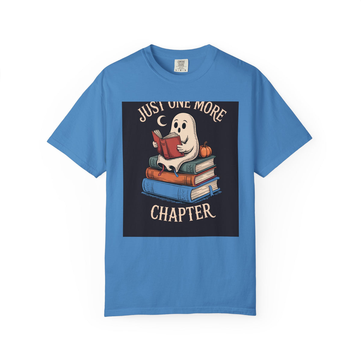 Just One More Chapter Ghost Shirt, Halloween Reading Tee, Bookish Ghost T-Shirt, Cozy Spooky Season Gift for Book Lovers