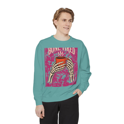 Bone Tired Coffee Sweatshirt, Halloween Skeleton Hands Mug Crewneck, Vintage Spooky Season Coffee Lover Gift, Funny Fall Sweatshirt