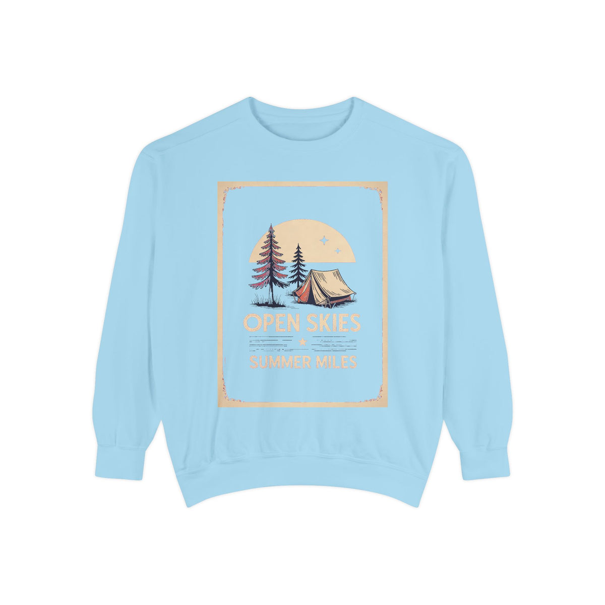 Camping Sweatshirt, Fourth of July Gift, Open Skies Summer Miles Crewneck, 4th of July Camping Tee, Patriotic Outdoor Sweatshirt, Camper Gi…