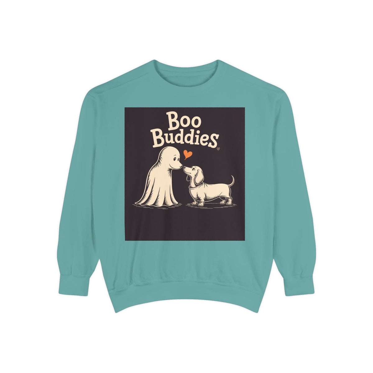 Boo Buddies Dog And Ghost Sweatshirt, Cute Dachshund Halloween Crewneck, Funny Ghost Dog Lover Halloween Gift