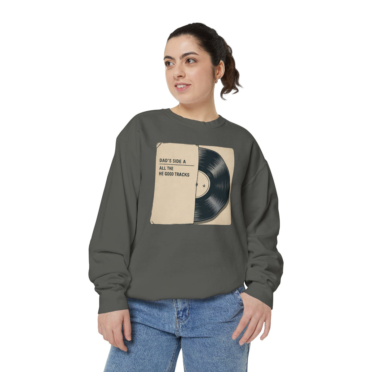 Dad Sweatshirt, Music Lover Dad Gift, Father's Day Sweatshirt, Vinyl Record Crewneck, Dad's Side A Shirt, Gift For Music Dad