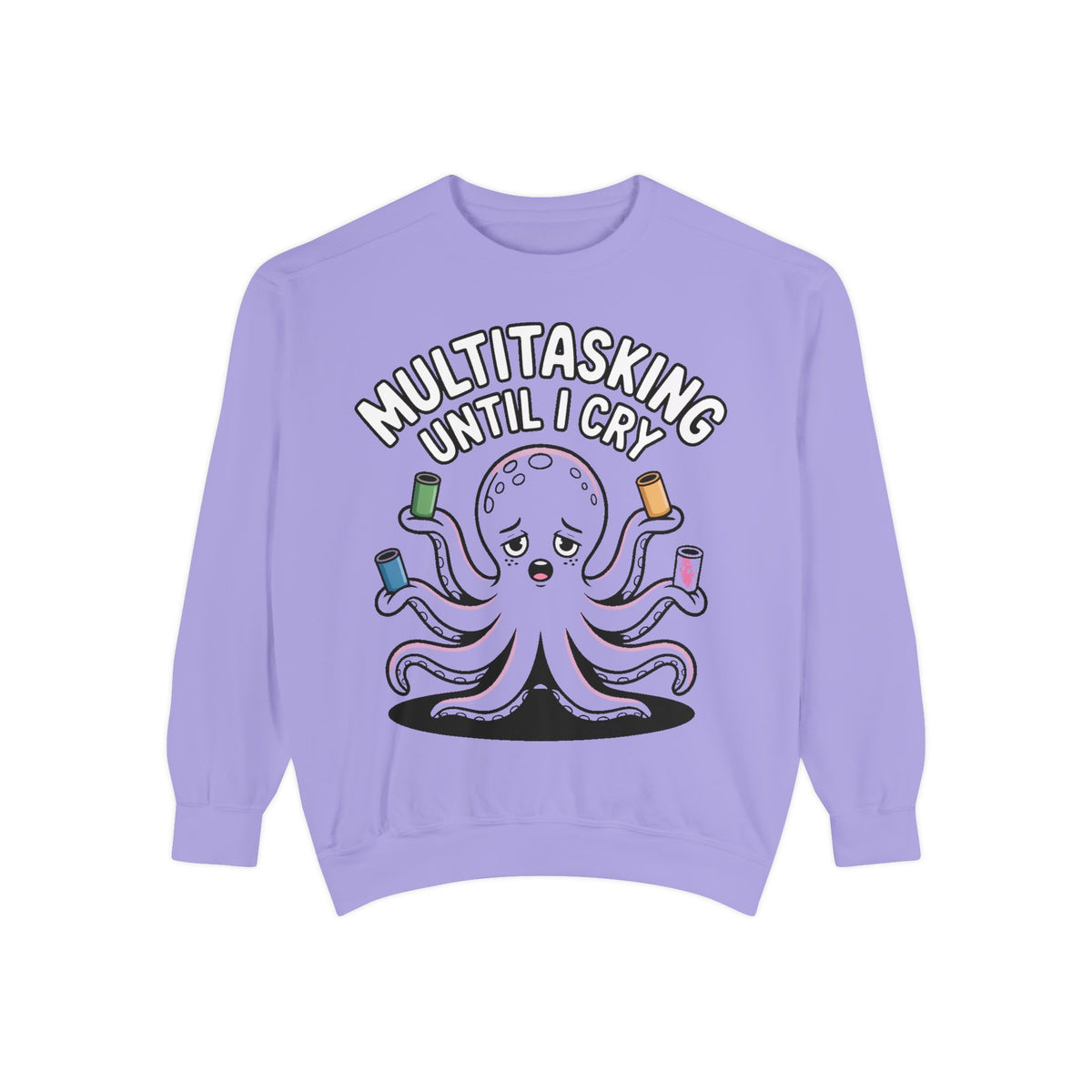 Multitasking Octopus Sweatshirt, Funny Stressed Octopus Crewneck, Embroidery-Patch Style Sweatshirt, Busy Mom Gift, Work Humor Pullover