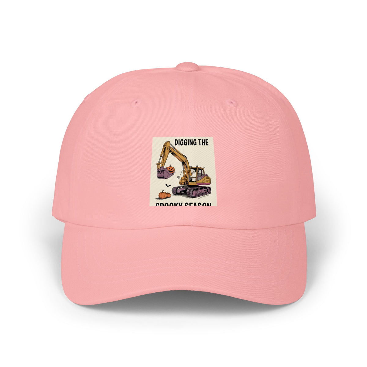 Digging The Spooky Season Dad Cap, Halloween Excavator Hat, Funny Pumpkin Ghost Cap, Construction Halloween Gift for Dad