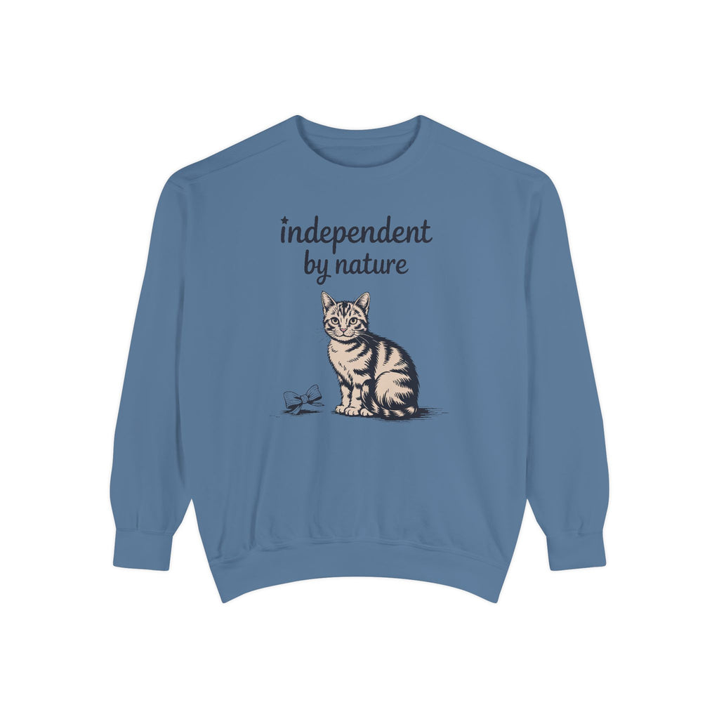 Cat Owner Sweatshirt, Independent By Nature Crewneck, Fourth Of July Cat Lover Gift, Funny Cat Mom Sweatshirt, Patriotic Cat Shirt, 4th Of…