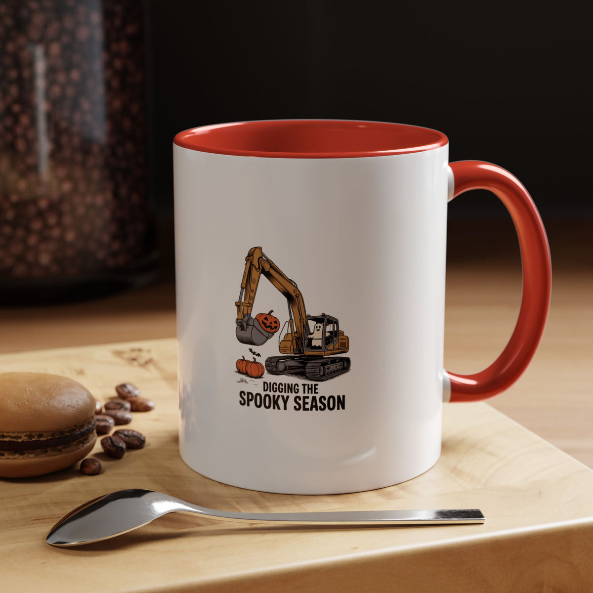 Halloween Excavator Mug, Digging The Spooky Season Coffee Cup, Funny Construction Halloween Gift, Jack-o'-Lantern Mug