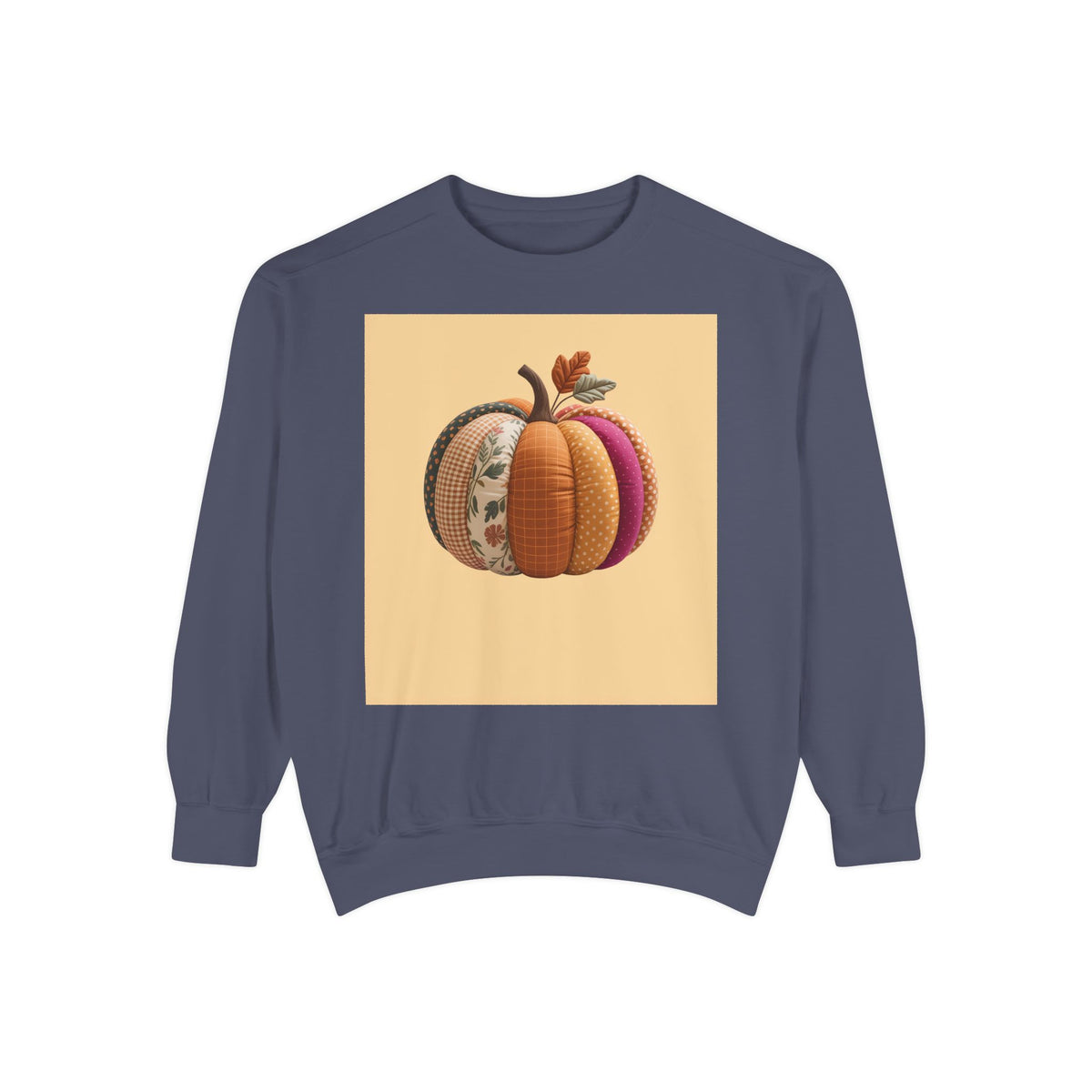 Patchwork Pumpkin Sweatshirt, Fall Quilted Pumpkin Crewneck, Halloween Shirt, Cozy Autumn Gift, Embroidered Style Pumpkin Sweater