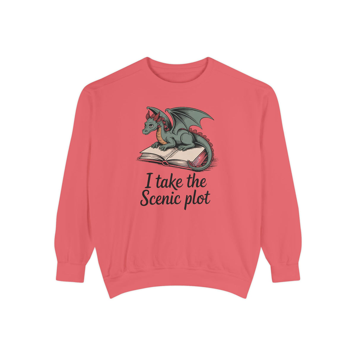Fantasy Reader Sweatshirt, I Take The Scenic Plot, Dragon Book Lover Gift, Bookish Hobby Sweatshirt, Cute Dragon Reading Tee, Gift For Book…