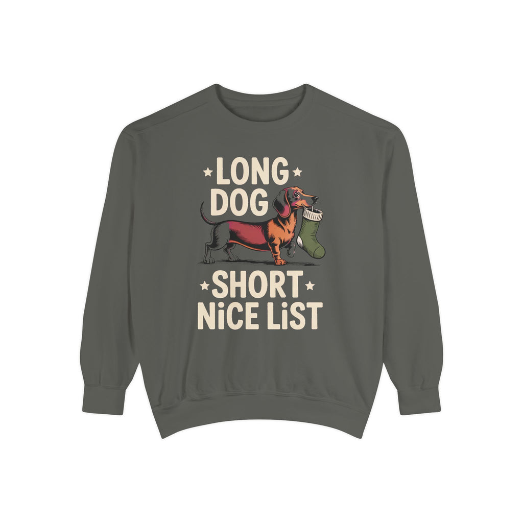 Dachshund Lover Sweatshirt, Funny Christmas Gift For Dog Mom, Long Dog Short Nice List Crewneck, Dachshund Christmas Sweatshirt, Weiner Dog…