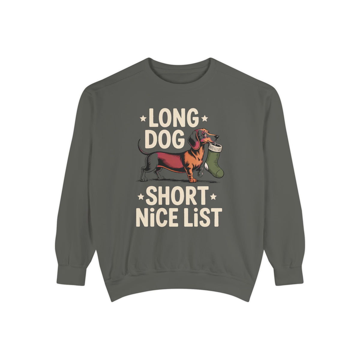 Dachshund Lover Sweatshirt, Funny Christmas Gift For Dog Mom, Long Dog Short Nice List Crewneck, Dachshund Christmas Sweatshirt, Weiner Dog…