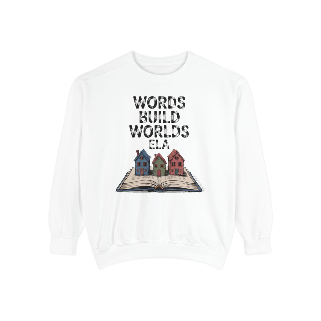 ELA Teacher Sweatshirt, Words Build Worlds Crewneck, English Teacher Retirement Gift, Language Arts Teacher Tee, ELA Teacher Appreciation S…