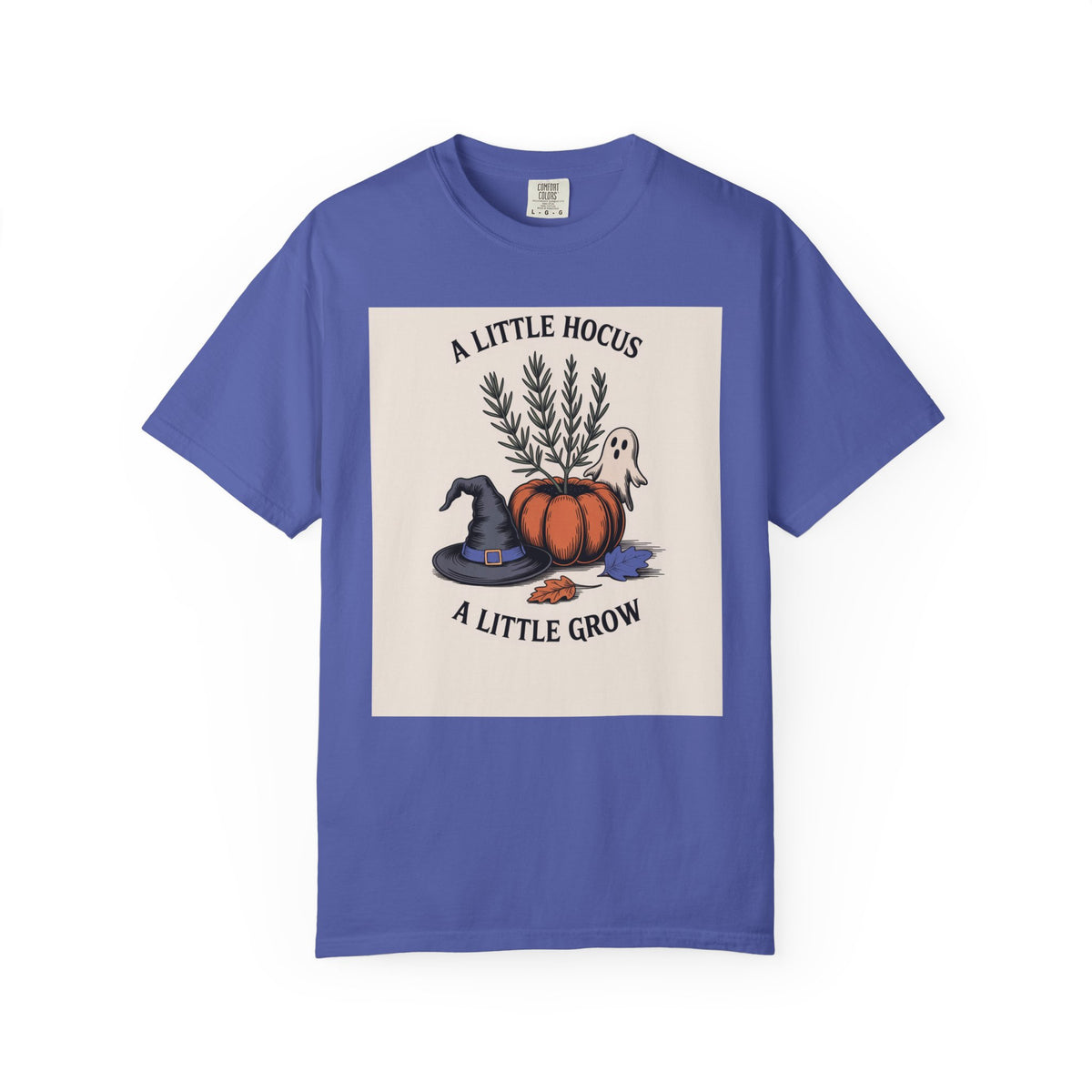 A Little Hocus A Little Grow Shirt, Halloween Botanical T-Shirt, Pumpkin Planter Witch Hat Ghost Tee, Cozy Fall Gift