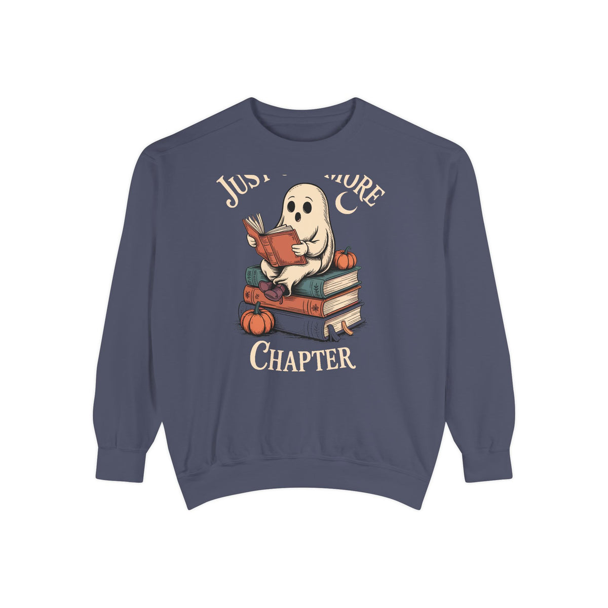 Just One More Chapter Ghost Sweatshirt, Halloween Reading Crewneck, Cozy Bookish Ghost Sweatshirt, Spooky Season Book Lover Gift