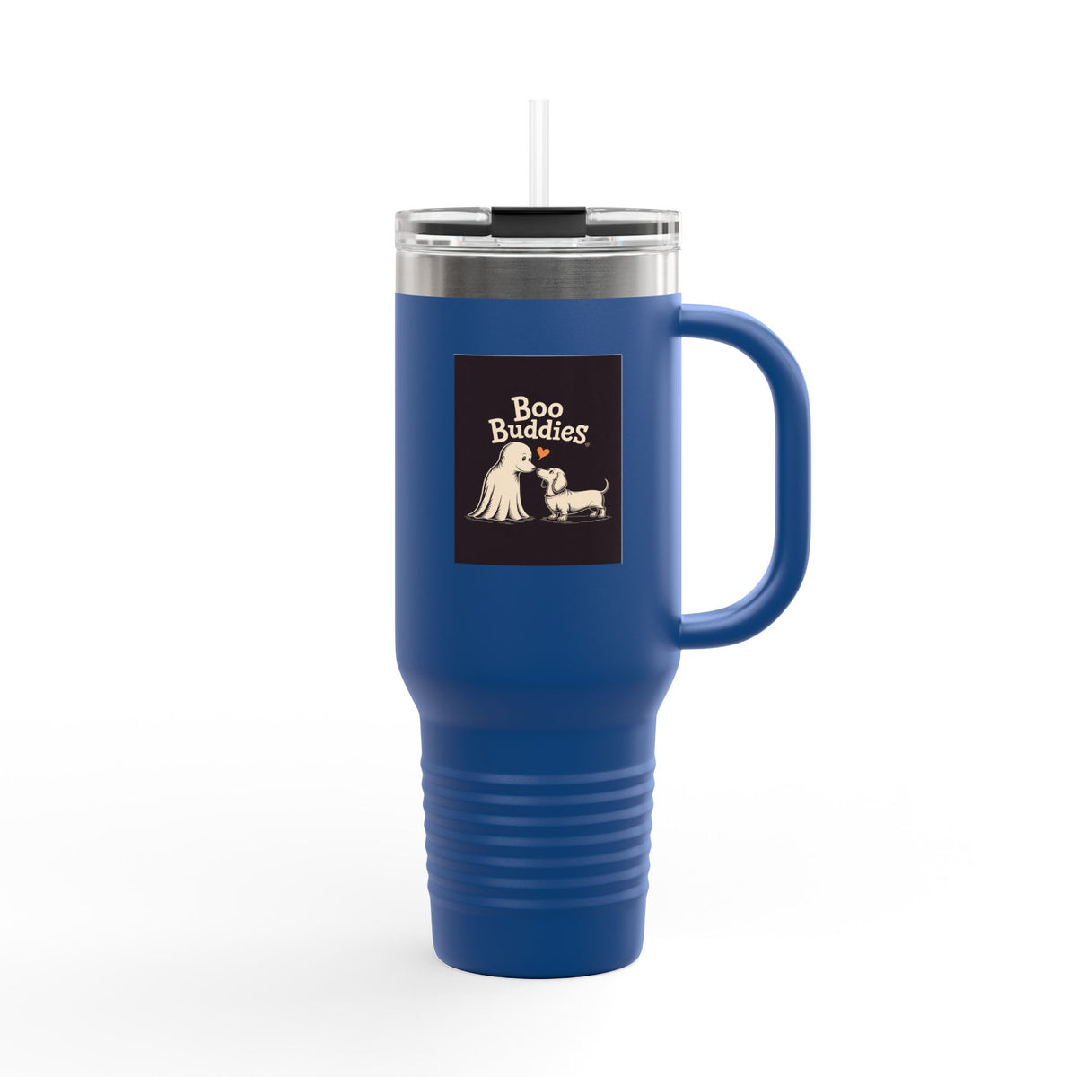Boo Buddies Dog And Ghost Halloween Tumbler, Cute Dachshund Ghost 40oz Travel Mug, Spooky Season Dog Lover Gift, Halloween Coffee Cup