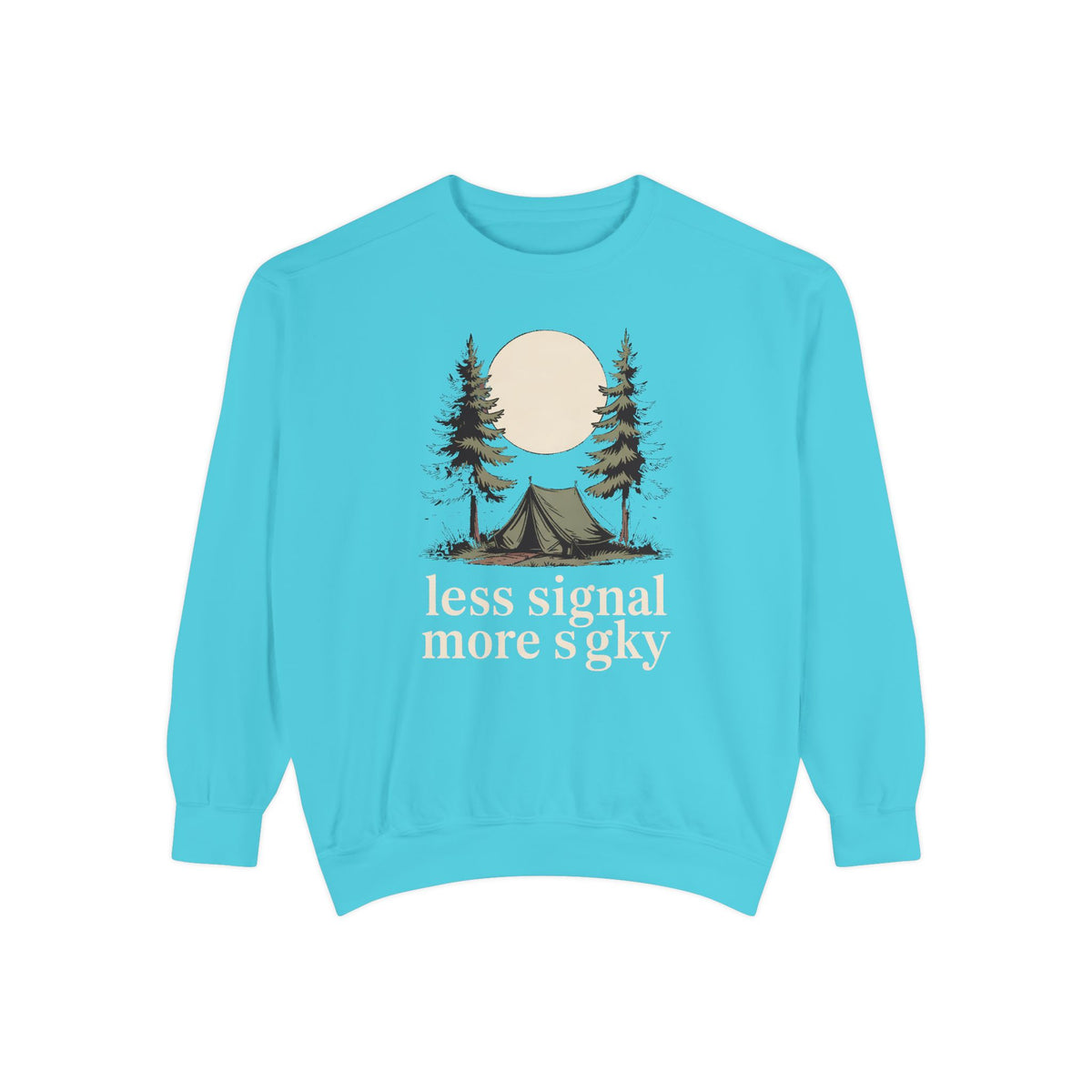 Camper Sweatshirt, Less Signal More Sky, Camping Gift For Campers, Outdoor Hobby Crewneck, Nature Lover Gift, Vintage Camp Sweatshirt