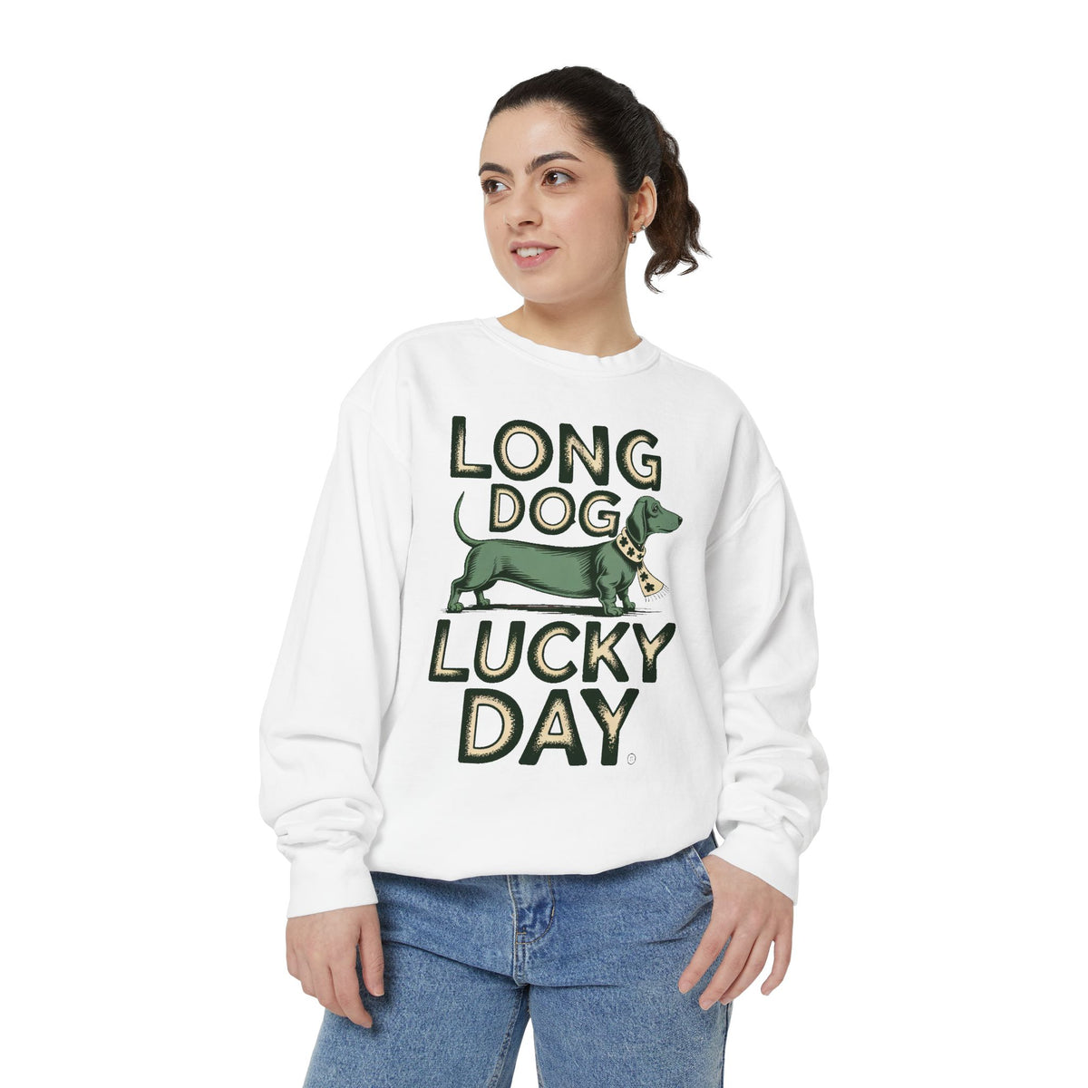 Dachshund Sweatshirt, St Patrick's Day Gift For Dog Owner, Long Dog Lucky Day Crewneck, Wiener Dog Lover Gift, Funny Dachshund Shirt
