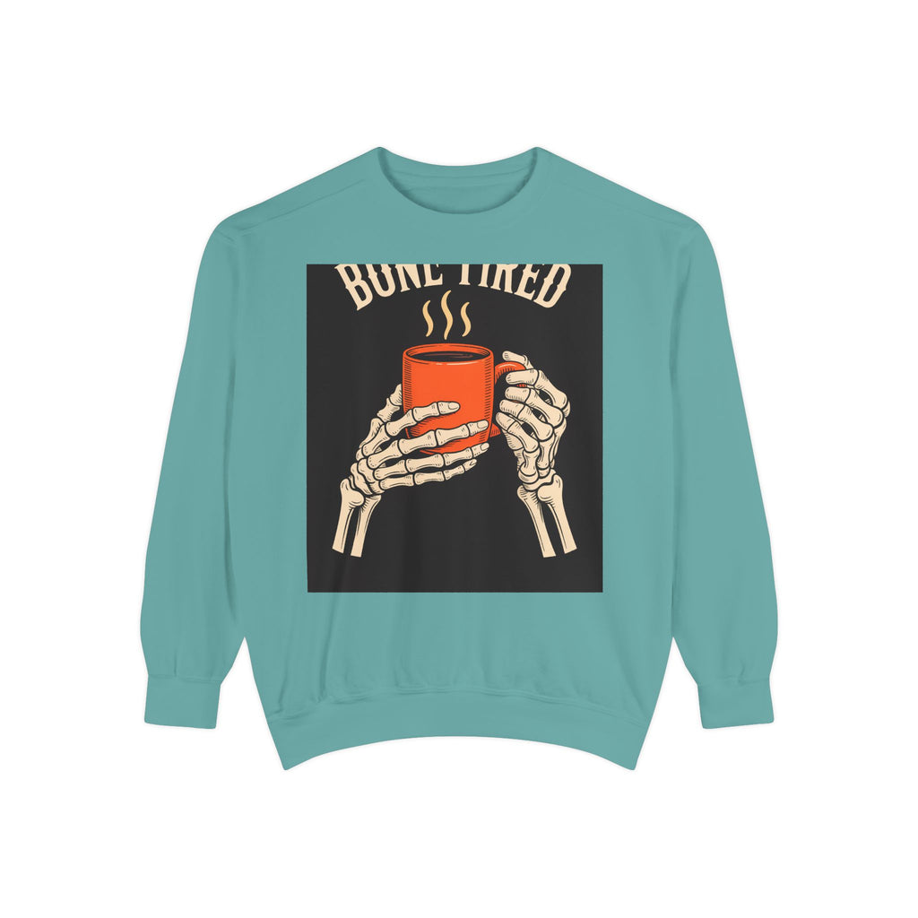 Bone Tired Coffee Skeleton Sweatshirt, Halloween Coffee Lover Crewneck, Funny Skeleton Hands Mug Shirt, Spooky Season Gift