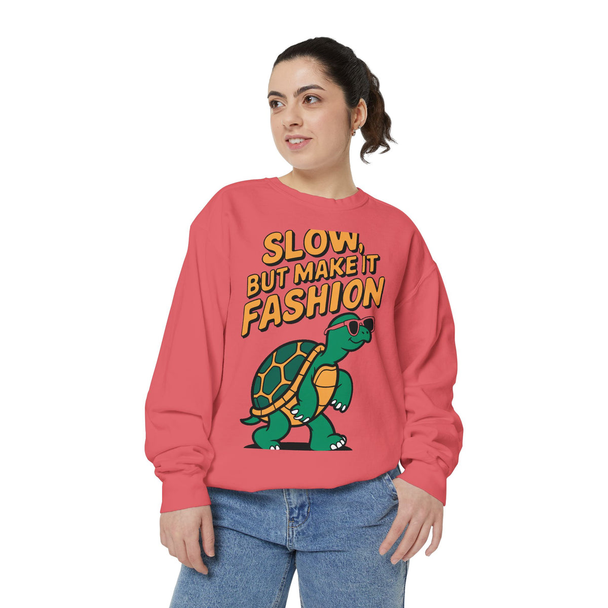 Funny Turtle Sweatshirt, Slow But Make It Fashion Crewneck, Cute Sunglasses Turtle Sweater, Retro Turtle Lover Gift