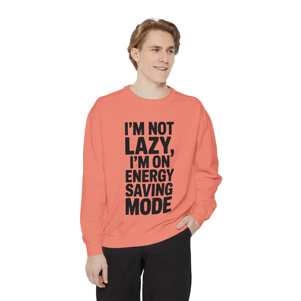 Energy Saving Mode Sweatshirt, Funny Lazy Quote Crewneck, I'm Not Lazy Embroidered Sweatshirt, Sarcastic Gift for Introvert