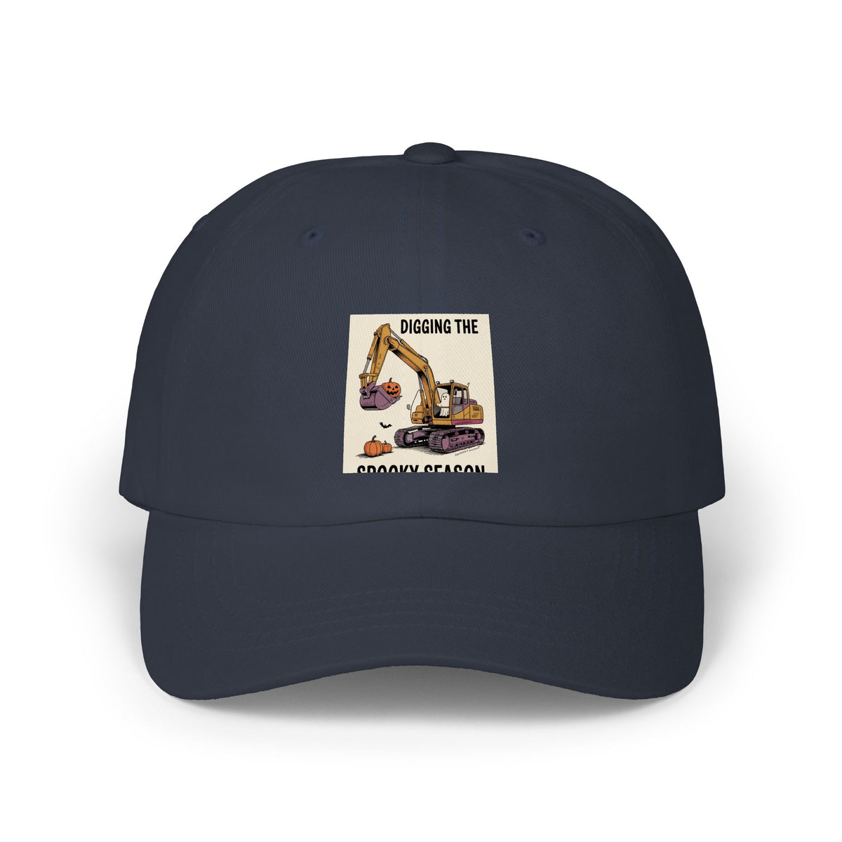 Digging The Spooky Season Dad Cap, Halloween Excavator Hat, Funny Pumpkin Ghost Cap, Construction Halloween Gift for Dad