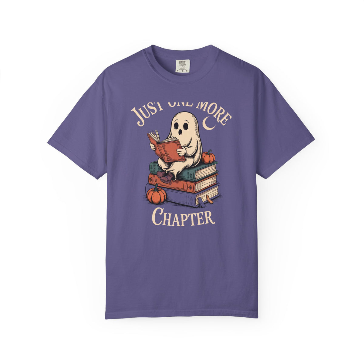 Just One More Chapter Ghost Shirt, Cozy Halloween Reading Tee, Bookish Ghost T-Shirt, Vintage Storybook Halloween Gift