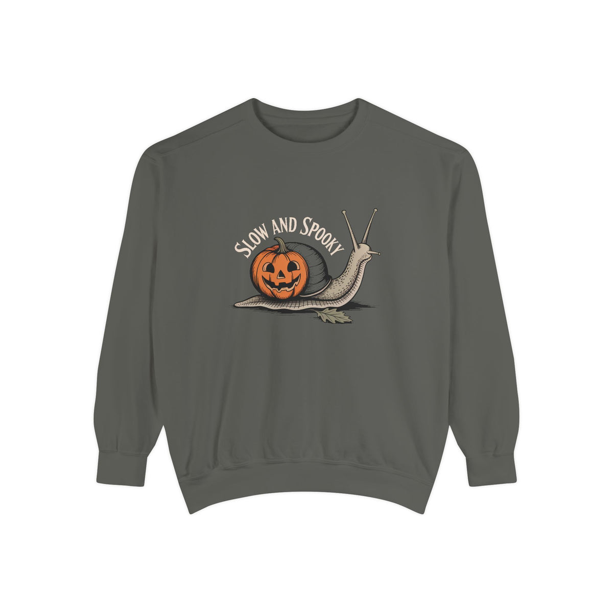 Slow And Spooky Snail Sweatshirt, Halloween Garden Snail Crewneck, Pumpkin Shell Vintage Engraving Tee, Spooky Season Gift