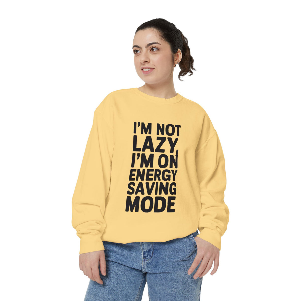 I'm Not Lazy I'm On Energy Saving Mode Sweatshirt, Funny Embroidered Crewneck, Sarcastic Quote Sweatshirt, Lazy Day Gift