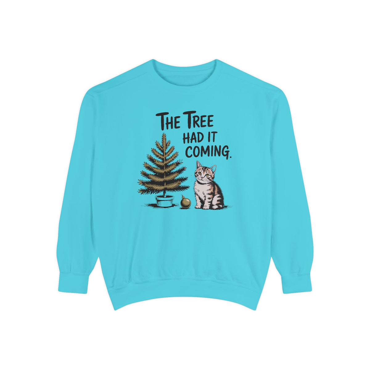 Cat Lover Sweatshirt, Funny Christmas Cat Gift, The Tree Had It Coming Crewneck, Cat Mom Christmas Sweater, Funny Holiday Gift For Cat Love…