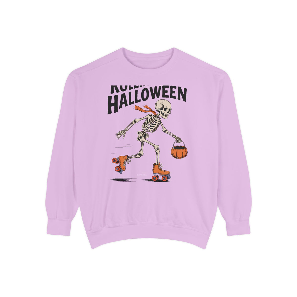 Rolling Into Halloween Skeleton Sweatshirt, Retro Roller Skate Skeleton Crewneck, Funny Halloween Gift, Vintage Spooky Season Sweatshirt