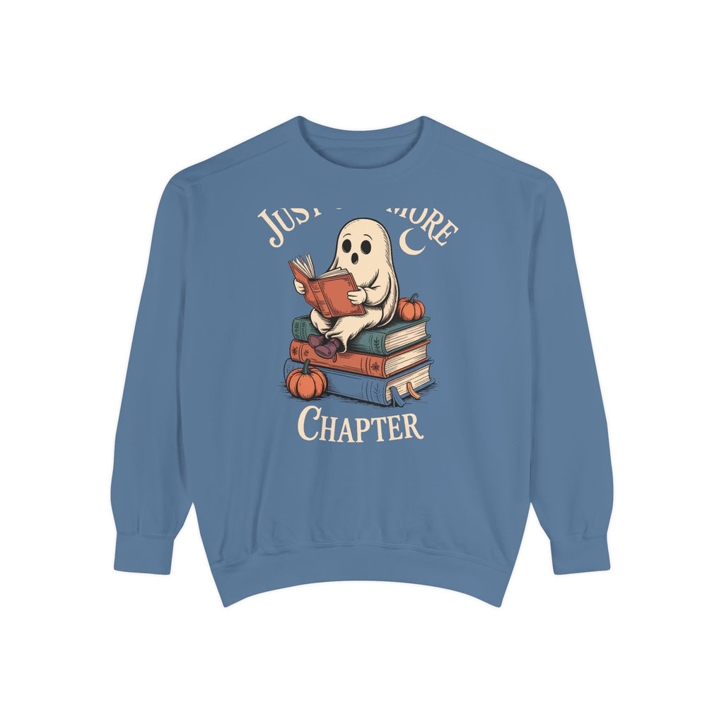 Just One More Chapter Ghost Sweatshirt, Halloween Reading Crewneck, Cozy Bookish Ghost Sweatshirt, Spooky Season Book Lover Gift