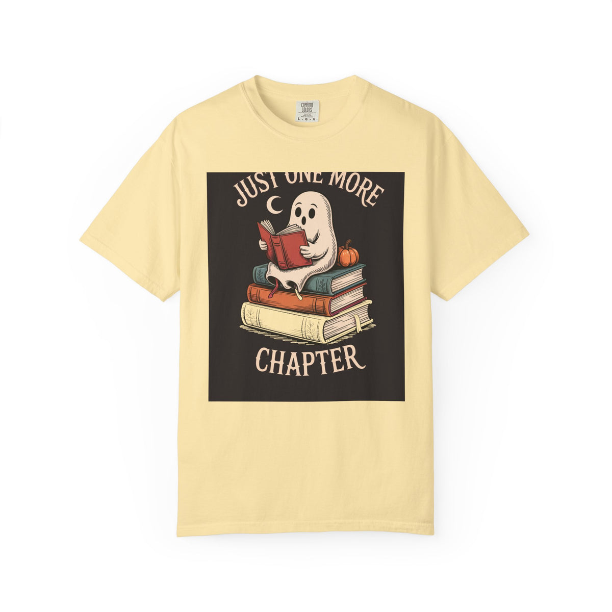 Just One More Chapter Ghost Shirt, Halloween Reading Tee, Bookish Ghost T-Shirt, Cozy Spooky Season Gift for Book Lovers