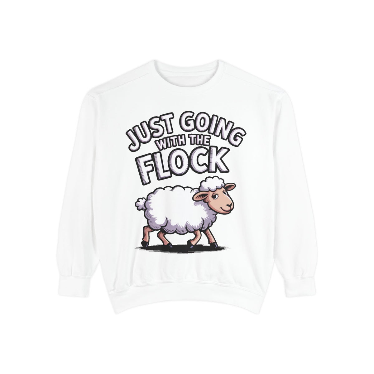 Funny Sheep Sweatshirt, Going With The Flock Crewneck, Cute Cartoon Sheep Embroidered Sweatshirt, Sarcastic Gift for Introvert