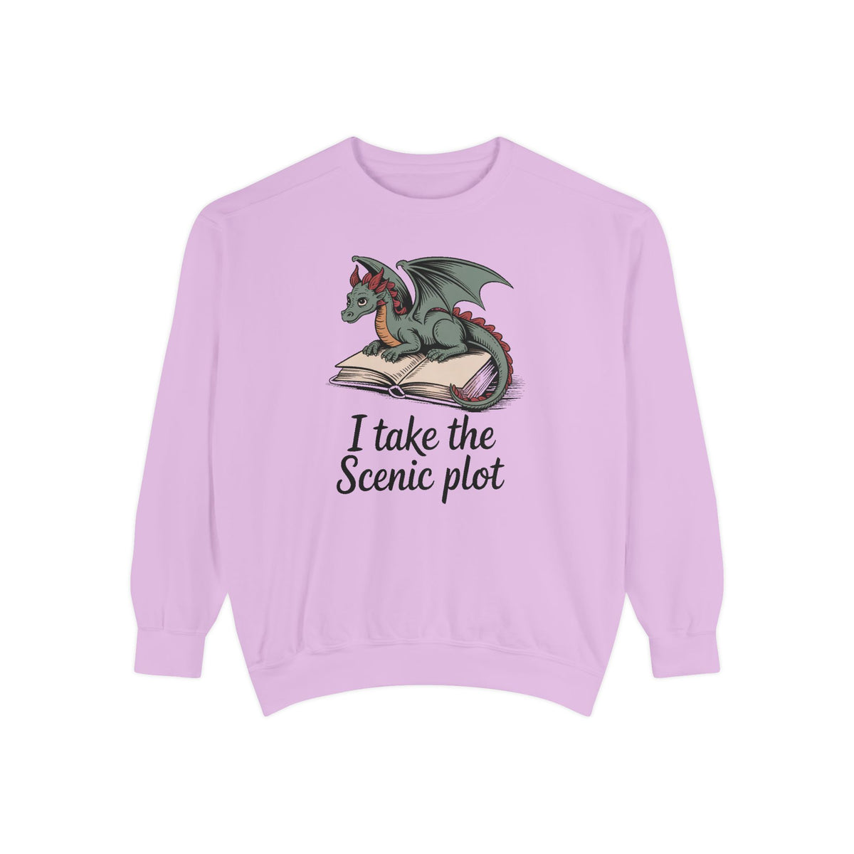 Fantasy Reader Sweatshirt, I Take The Scenic Plot, Dragon Book Lover Gift, Bookish Hobby Sweatshirt, Cute Dragon Reading Tee, Gift For Book…