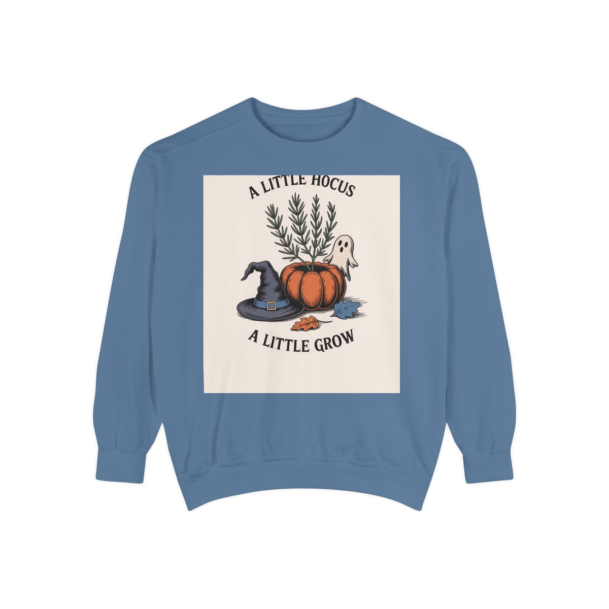 A Little Hocus A Little Grow Sweatshirt, Halloween Pumpkin Planter Crewneck, Witchy Botanical Sweatshirt, Cozy Fall Halloween Shirt