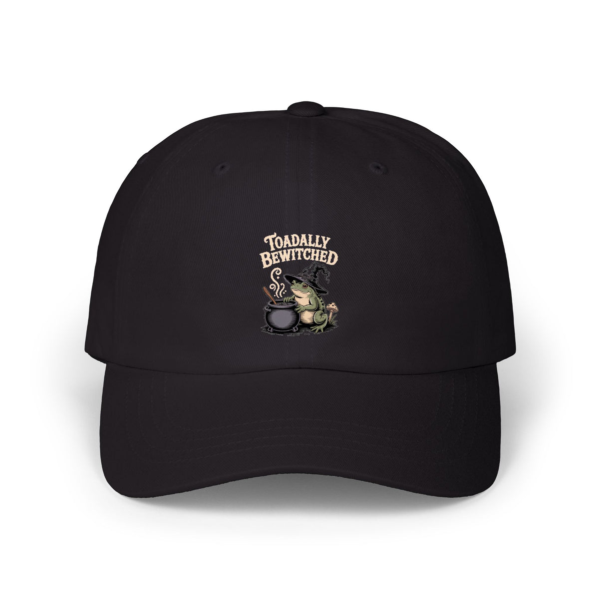 Toadally Bewitched Dad Cap, Funny Halloween Witch Toad Hat, Cottagecore Frog Embroidered Cap, Spooky Season Gift