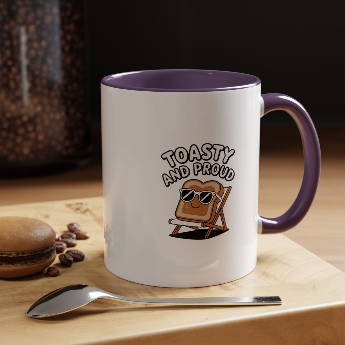 Toasty And Proud Mug, Funny Toast Sunglasses Coffee Mug, Cute Breakfast Lover Gift, Beach Chair Toast Cup, Funny Kitchen Mug