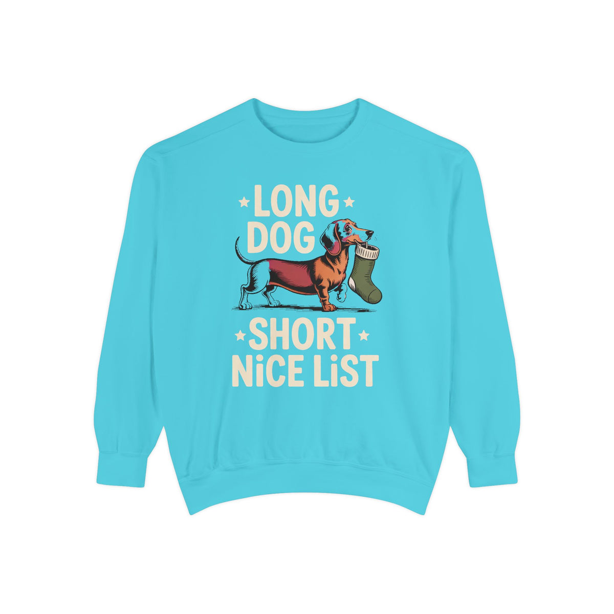 Dachshund Lover Sweatshirt, Funny Christmas Gift For Dog Mom, Long Dog Short Nice List Crewneck, Dachshund Christmas Sweatshirt, Weiner Dog…