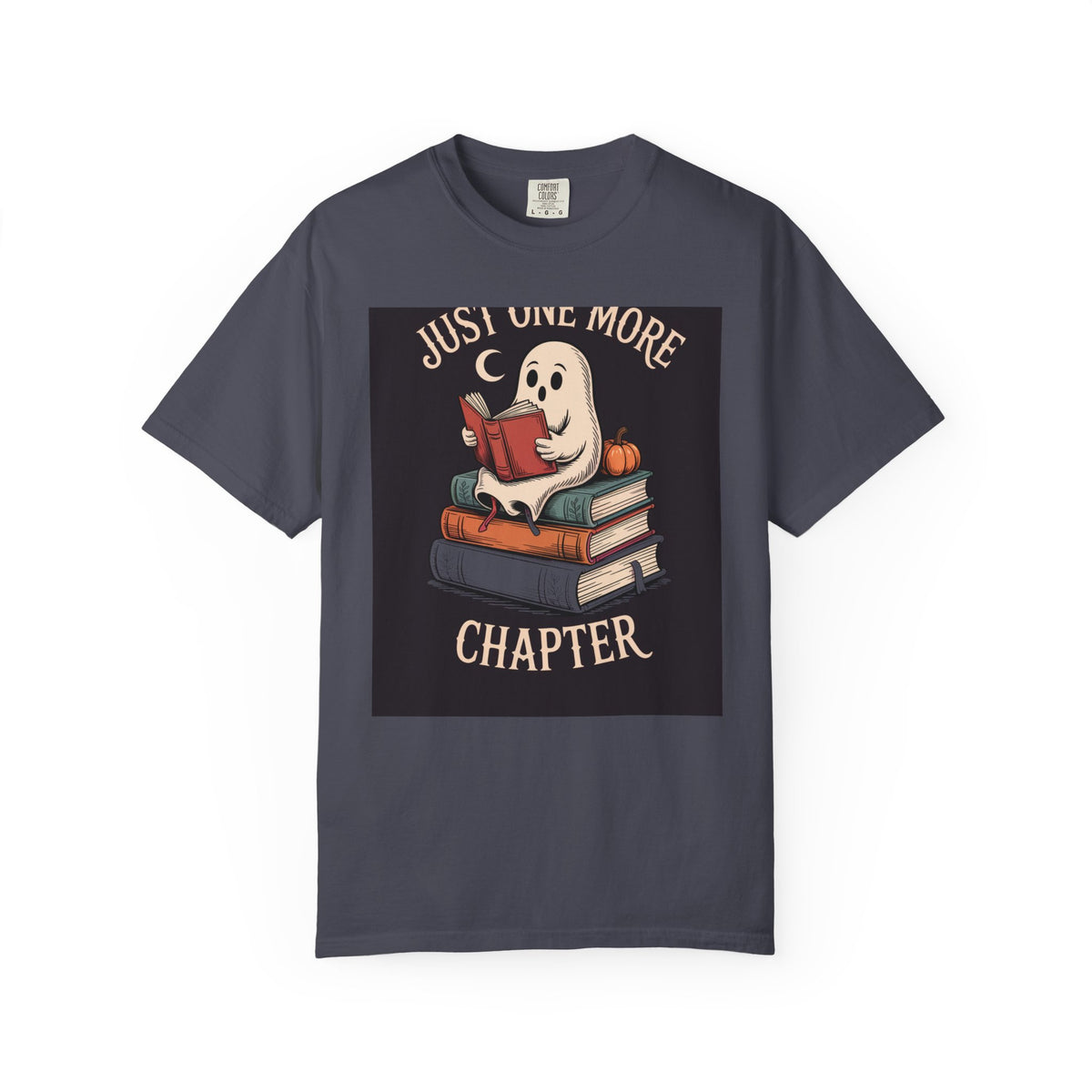 Just One More Chapter Ghost Shirt, Halloween Reading Tee, Bookish Ghost T-Shirt, Cozy Spooky Season Gift for Book Lovers