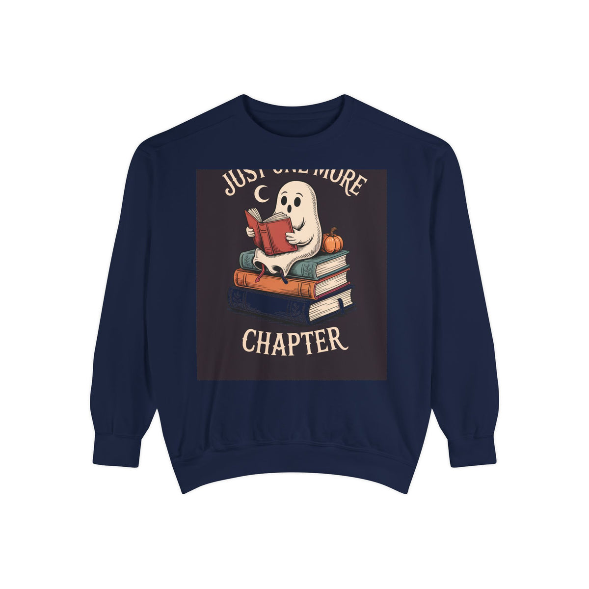 Just One More Chapter Ghost Sweatshirt, Halloween Reading Crewneck, Bookish Ghost Embroidered Sweatshirt, Spooky Season Book Lover Gift