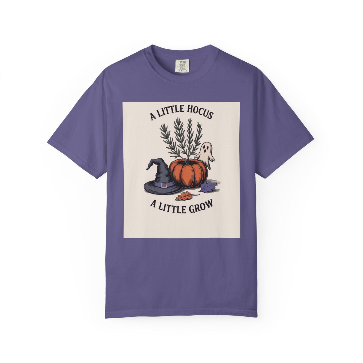 A Little Hocus A Little Grow Shirt, Halloween Botanical T-Shirt, Pumpkin Planter Witch Hat Ghost Tee, Cozy Fall Gift