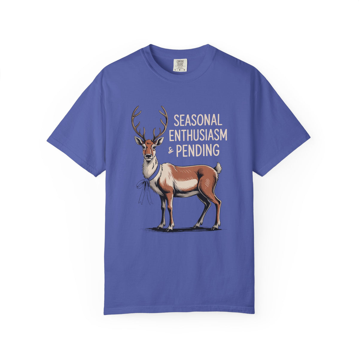 Funny Christmas Shirt for Adults, Seasonal Enthusiasm Pending Reindeer Tee, Deadpan Reindeer Christmas Gift, Sarcastic Holiday T-Shirt