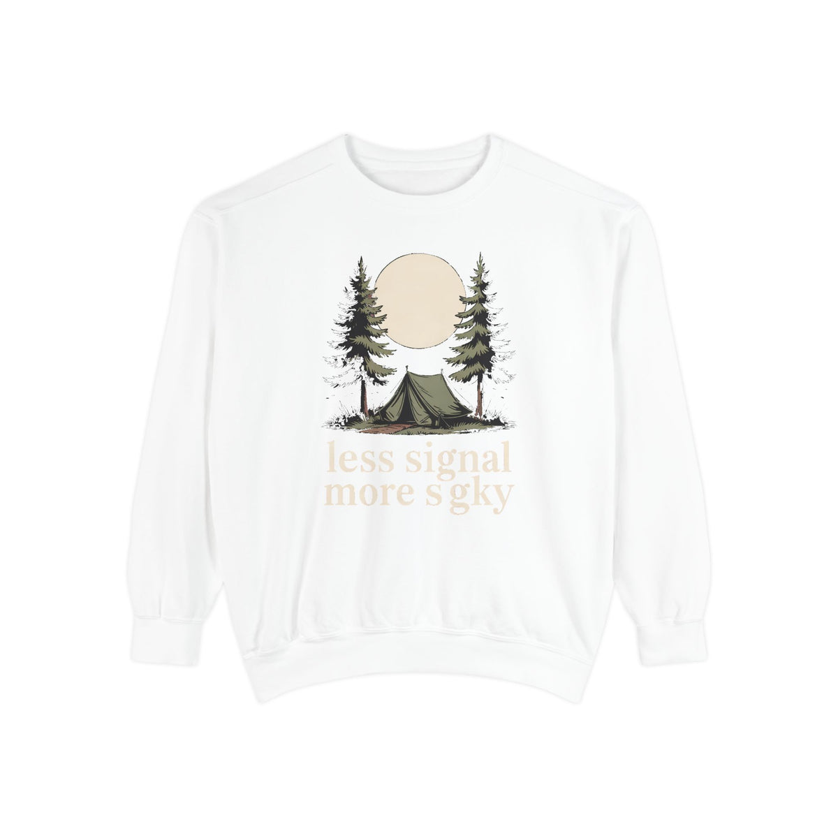 Camper Sweatshirt, Less Signal More Sky, Camping Gift For Campers, Outdoor Hobby Crewneck, Nature Lover Gift, Vintage Camp Sweatshirt