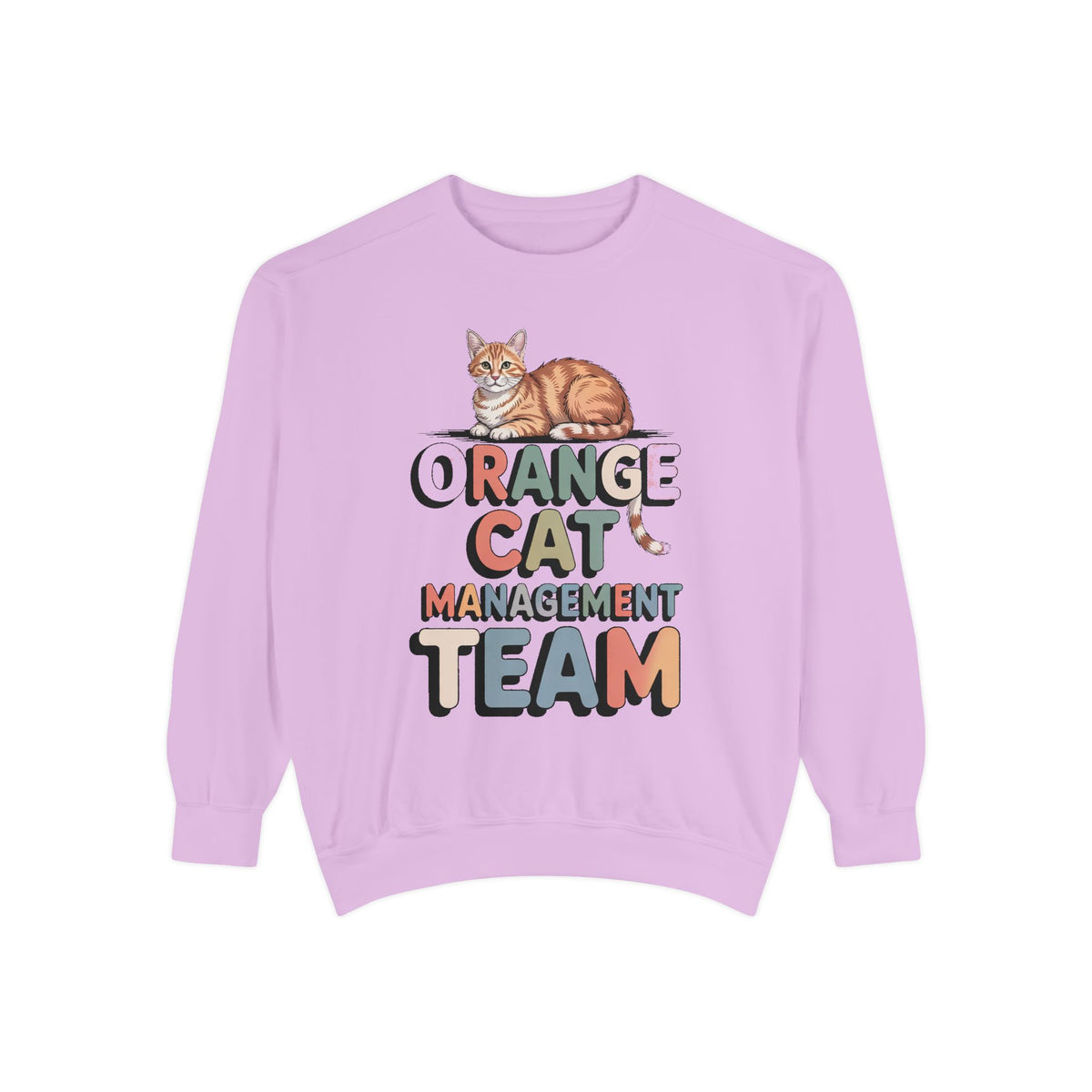 Orange Cat Mom Sweatshirt, Orange Cat Management Team Crewneck, Funny Family Roles Gift, Retro Cat Lover Sweater, Cat Mom Gift, Embroidered…