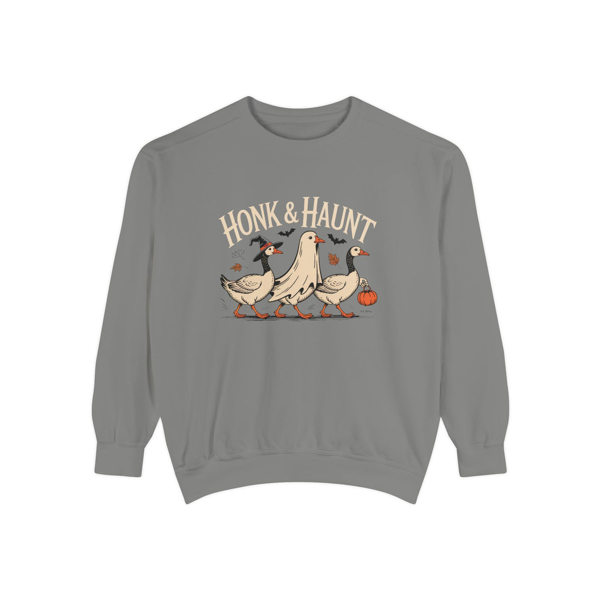 Honk & Haunt Geese Sweatshirt, Funny Halloween Goose Crewneck, Vintage Halloween Bird Sweatshirt, Spooky Season Gift